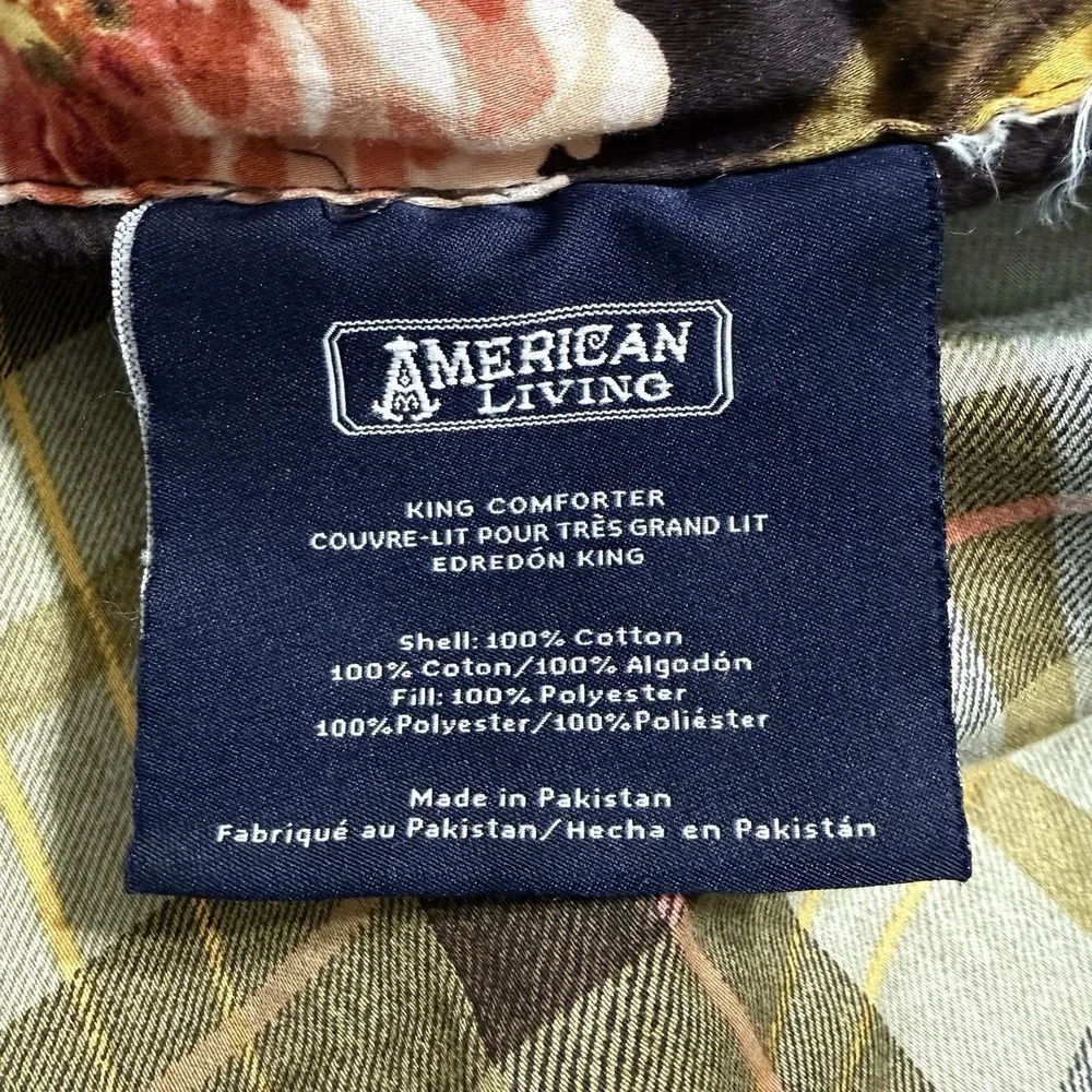 Vtg American Living Cardiff King Comforter Ralph Lauren Floral Plaid Retired